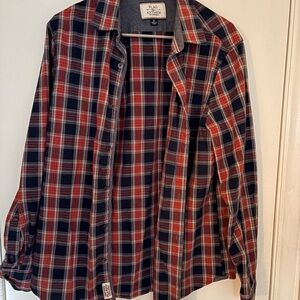Plaid Anthem Men's Red and Blue Casual Button Down Shirt